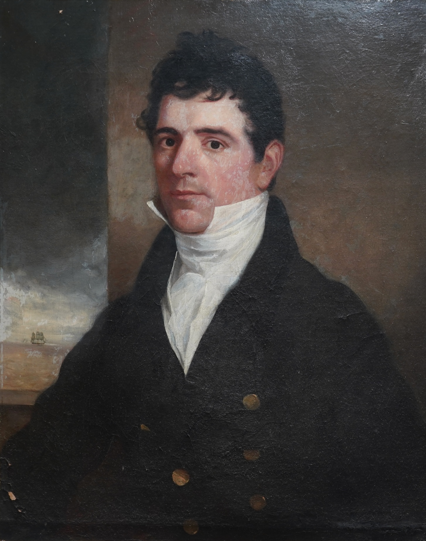 English School, 19th century, A portrait of a Naval officer